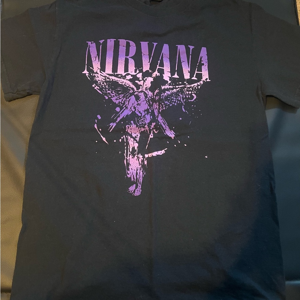 Gildan Black T-Shirt with Purple Nirvana Graphic